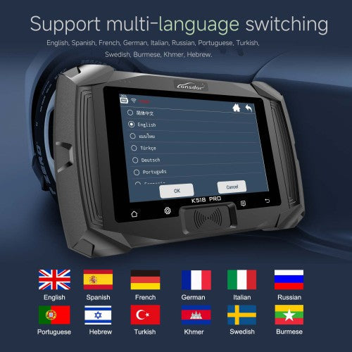 Lonsdor K518 PRO Full Version All In One Key Programmer with 2pcs LT20, Toyota FP30 Cable, Nissan 40 BCM Cable JCD JLR and ADP Adapter