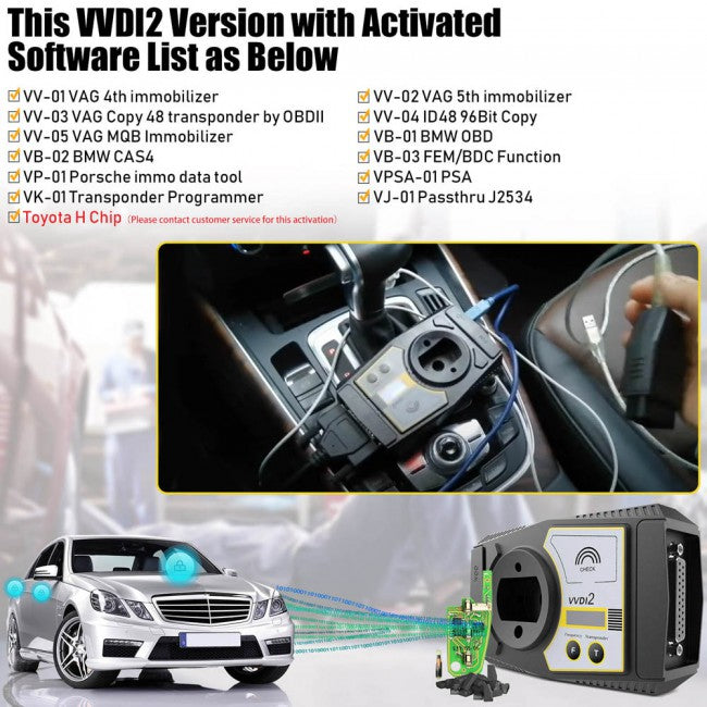VVDI2 Key Programmer Full with VW/Audi/BMW/Porsche/PSA/BMW FEM/ID48 96bit/ID48 OBDII/MQB/Toyota H All Authorization