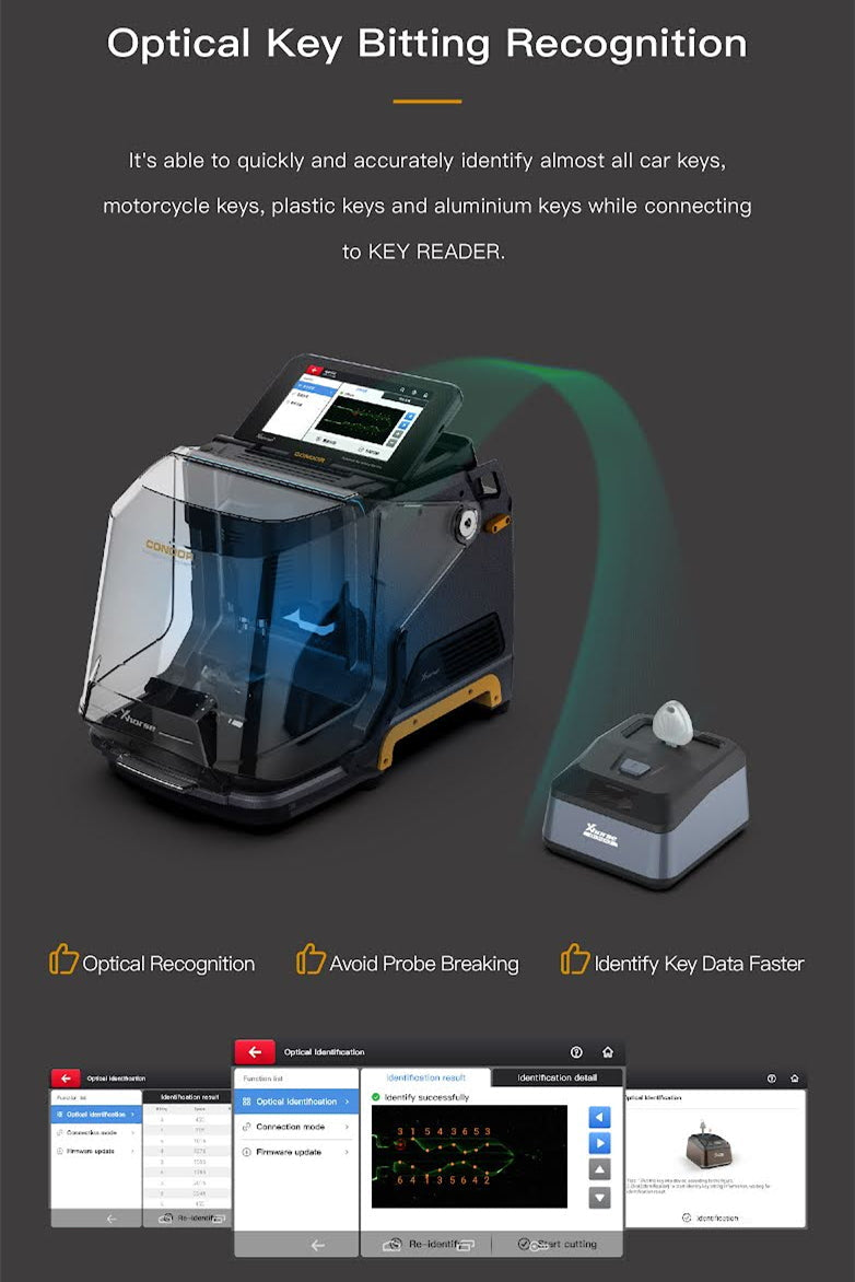 Xhorse Condor XC-Mini Plus II Key Cutting Machine + Key Reader Blade Skimmer Key Identification Device