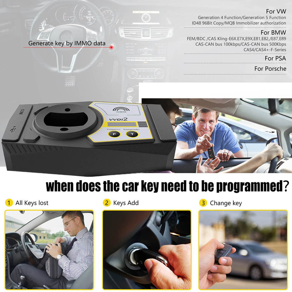 VVDI2 Key Programmer Full with VW/Audi/BMW/Porsche/PSA/BMW FEM/ID48 96bit/ID48 OBDII/MQB/Toyota H All Authorization