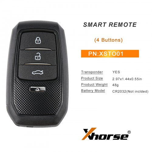 Xhorse XSTO01EN Smart Remote Key Toyota XM38 4D 8A 4A All in One 4 Buttons